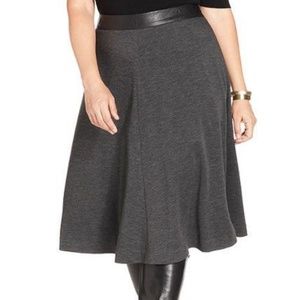 NWT Plus Size Faux-Leather-Trim A-Line Skirt